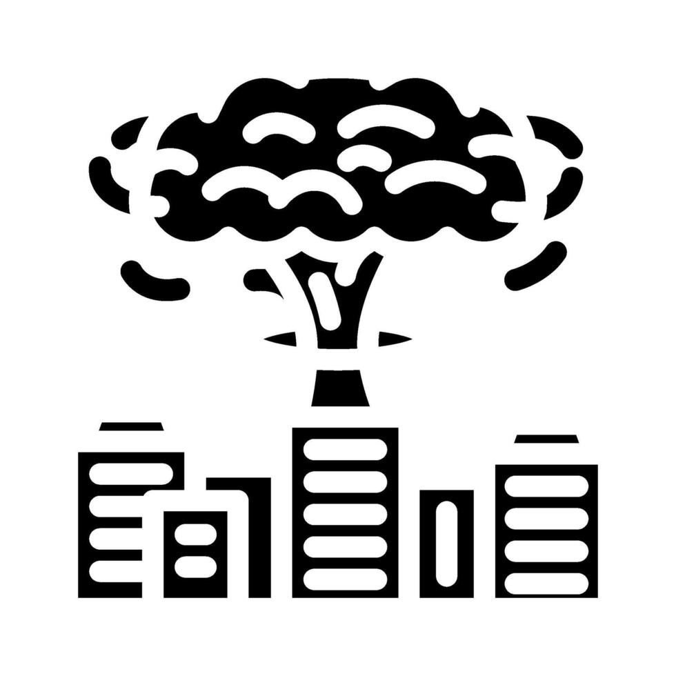 fallout on city skyline radioactive pollution glyph icon illustration vector