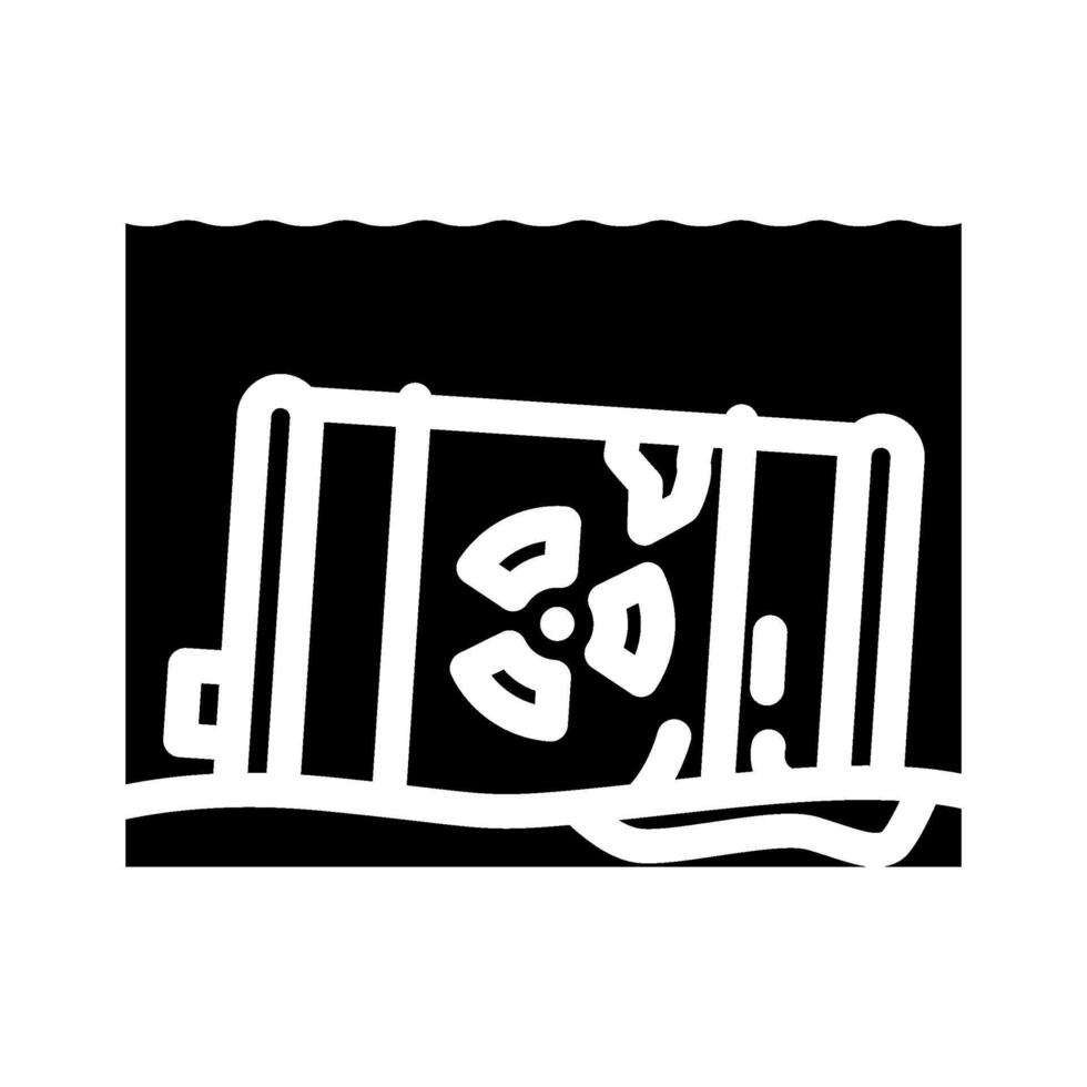radiactive waste leaking into ocean radioactive pollution glyph icon illustration vector