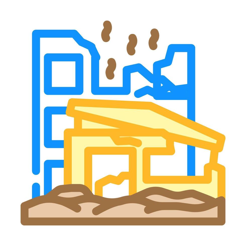 destroyed landscape radiation radioactive pollution color icon illustration vector