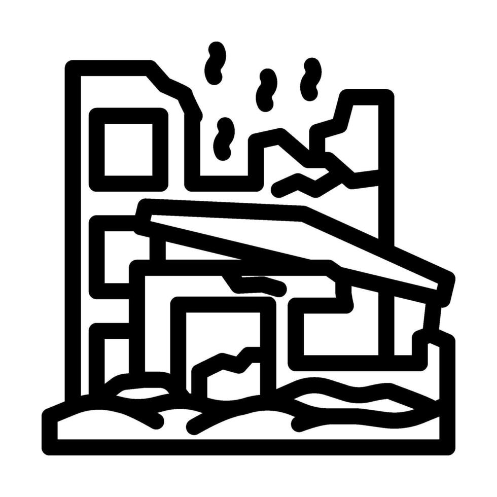 destroyed landscape radiation radioactive pollution line icon illustration vector