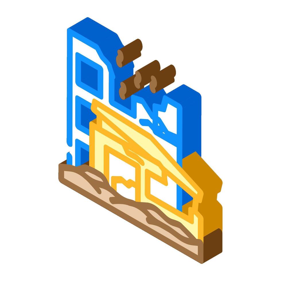 destroyed landscape radiation radioactive pollution isometric icon illustration vector