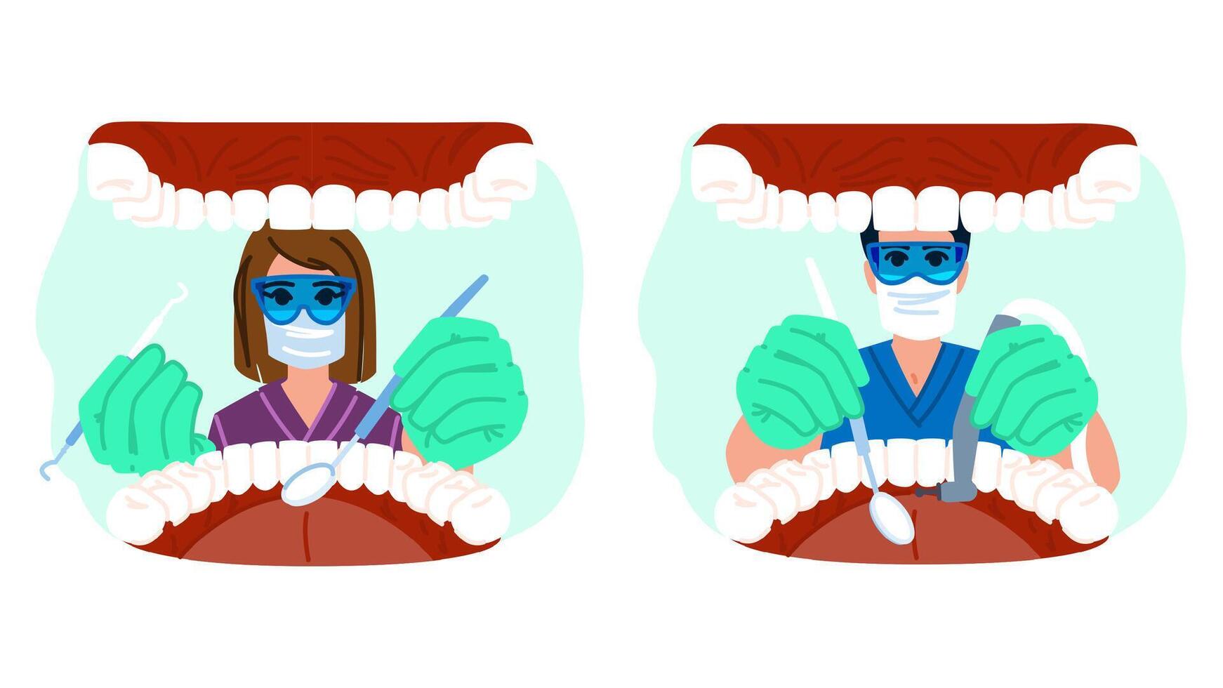 checkup dentist patient mouth view vector