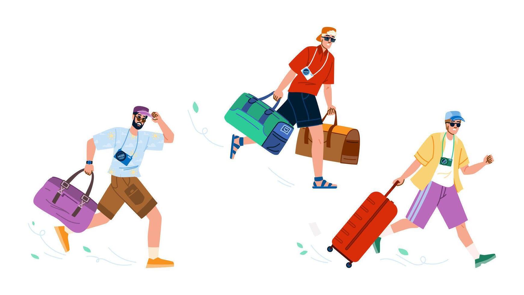 explore hurrying tourist man vector