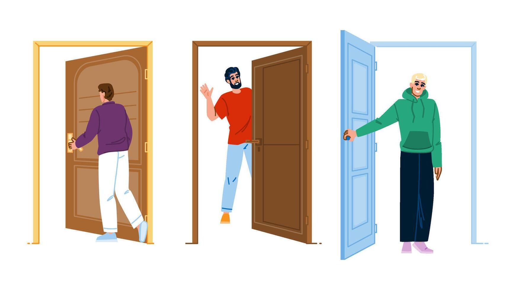 entrance man in doorway vector