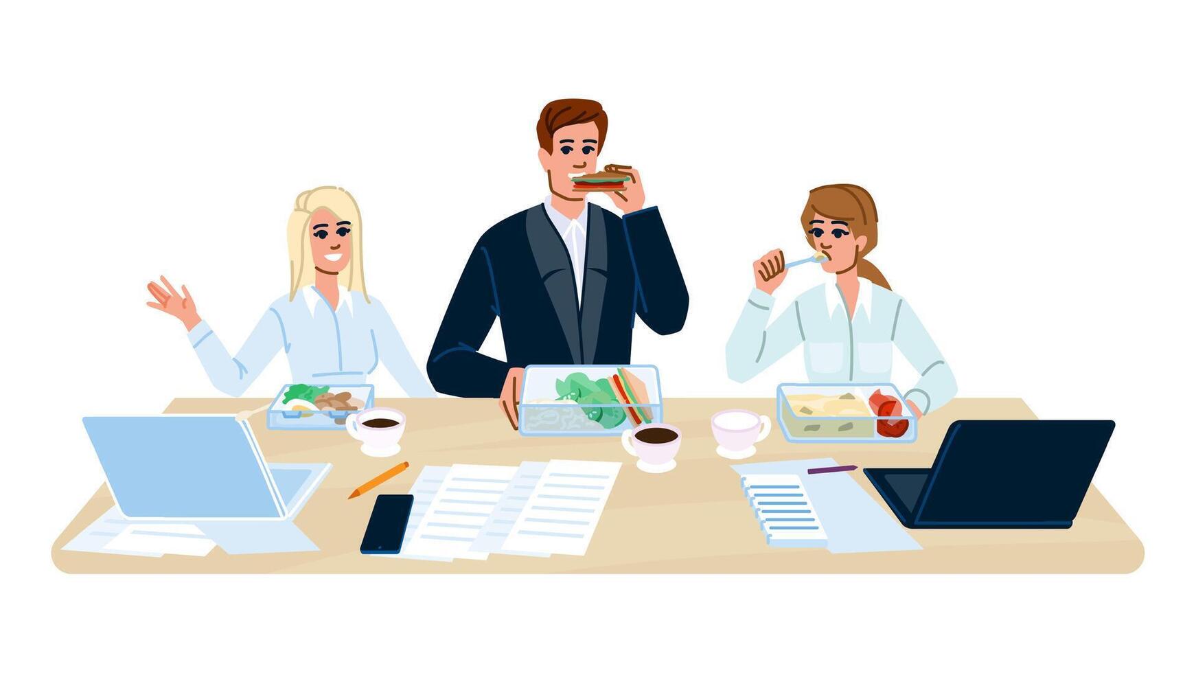food office lunch colleagues vector