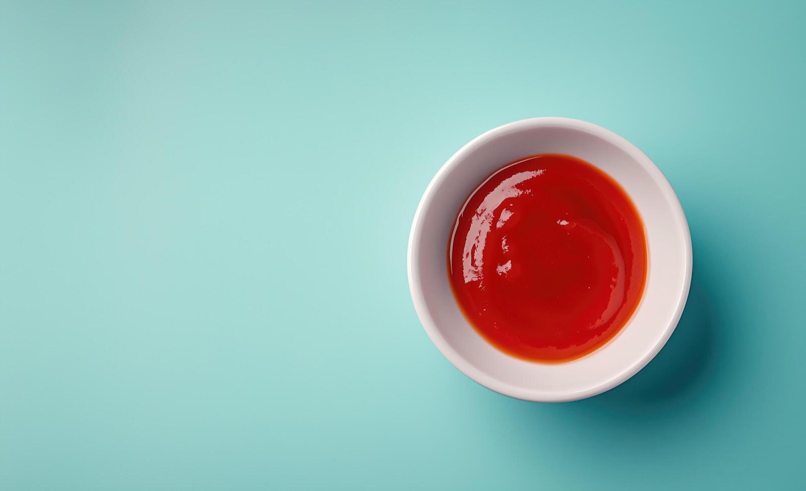 White bowl with red sauce in it photo