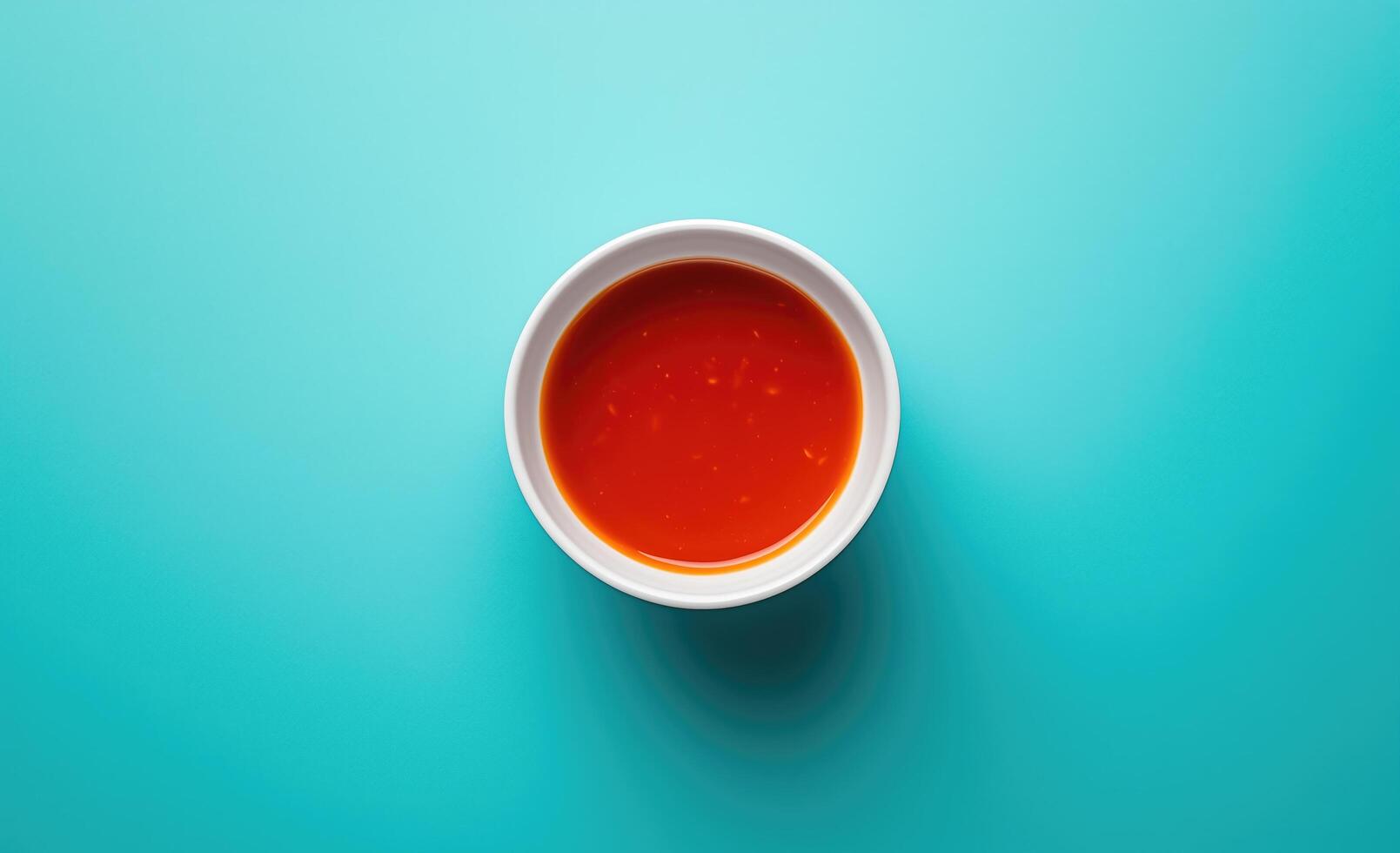 Bowl of red liquid on a blue surface photo