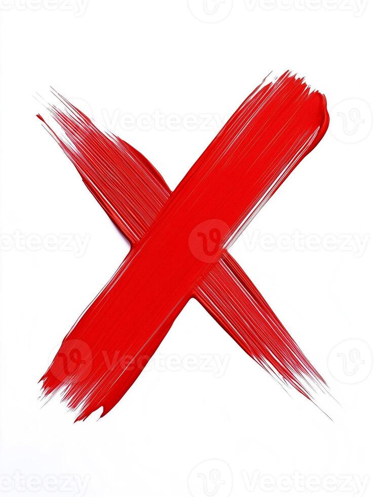 Red X is painted on a white background photo