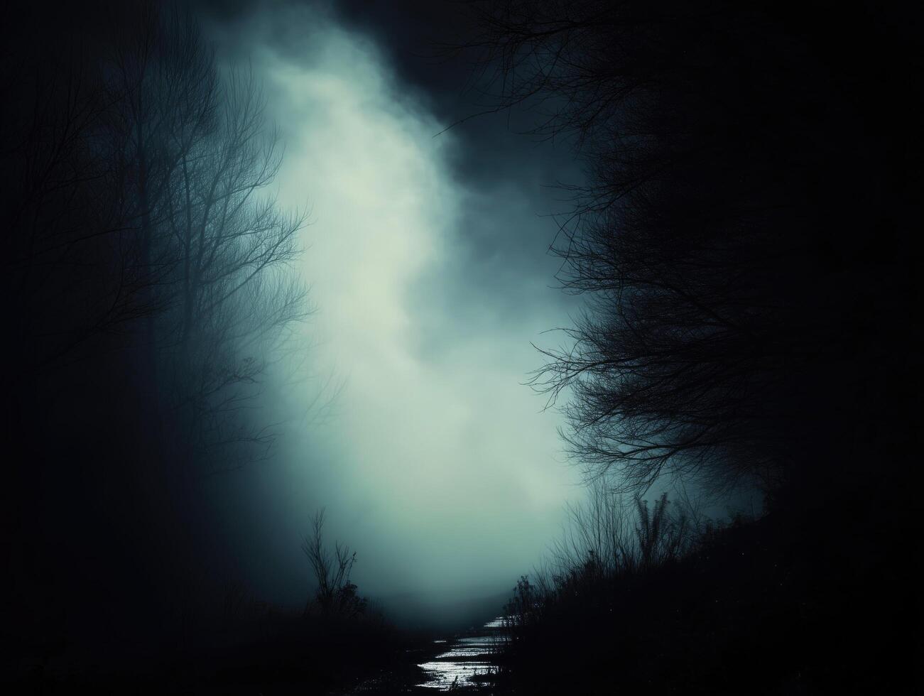 Paranormal image with creepy foggy background horror photo
