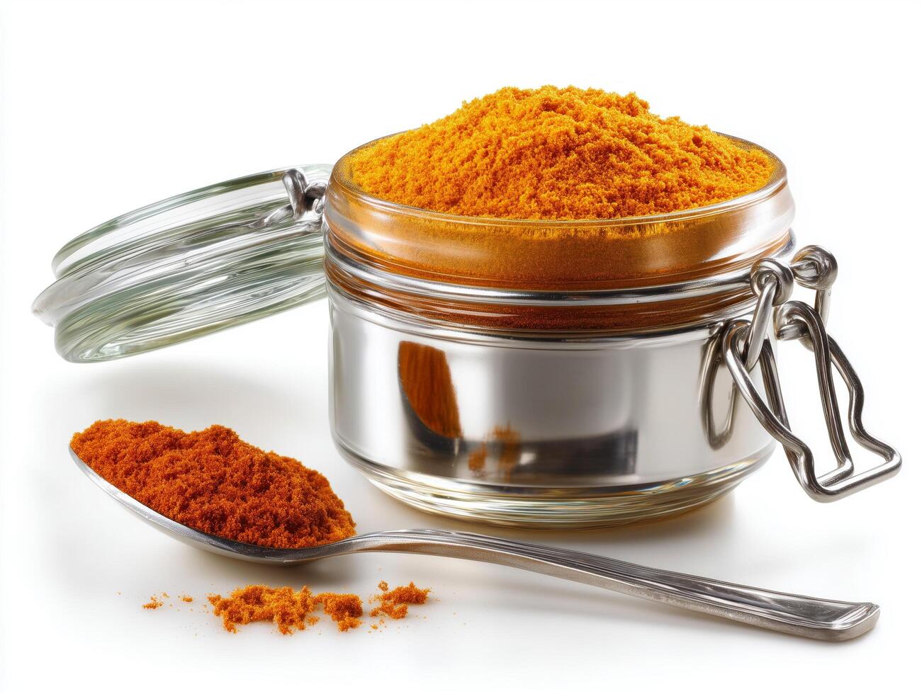 Cinnamon powder, on isolate white background photo
