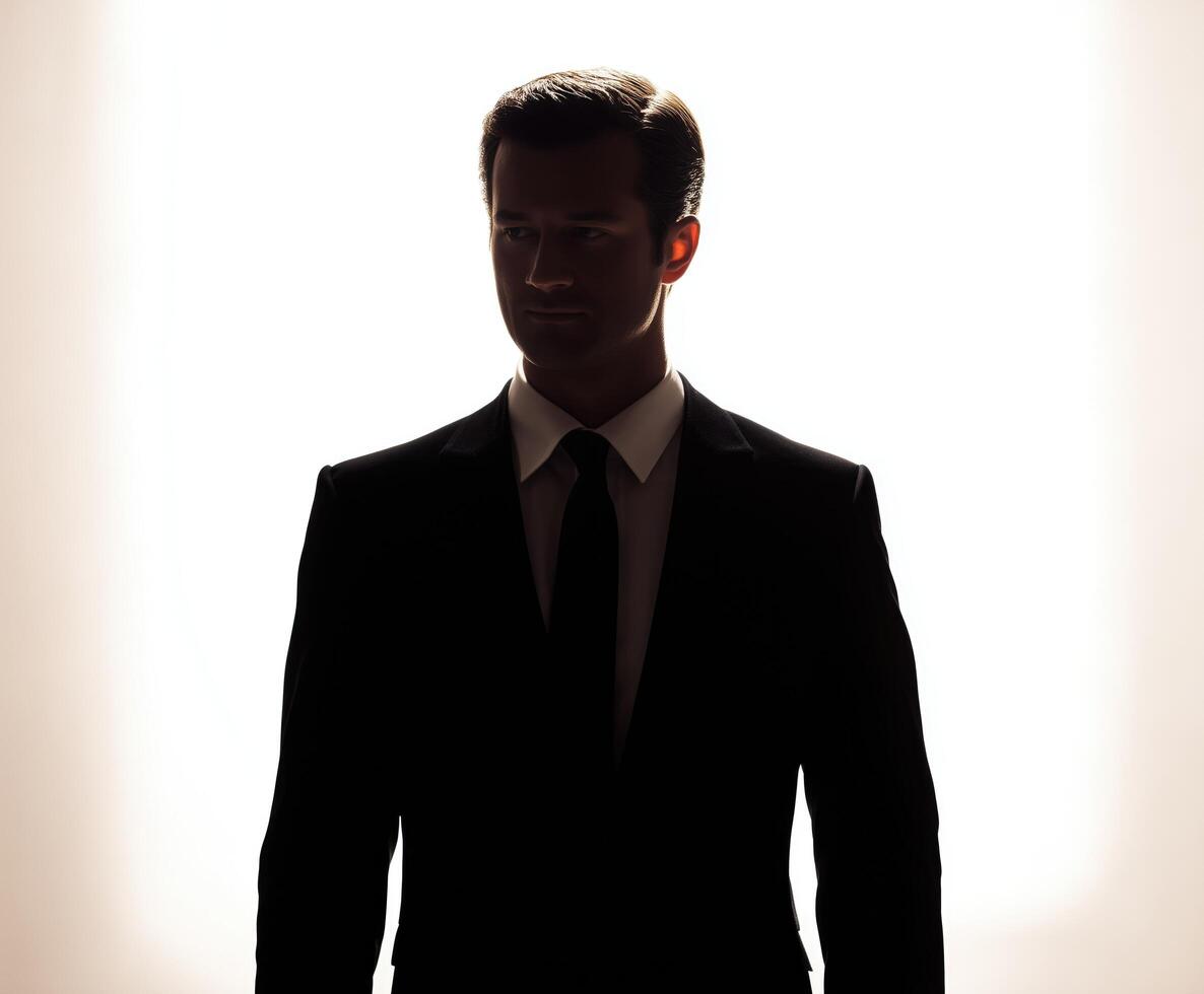 Silhouette of a man in a formal suit photo