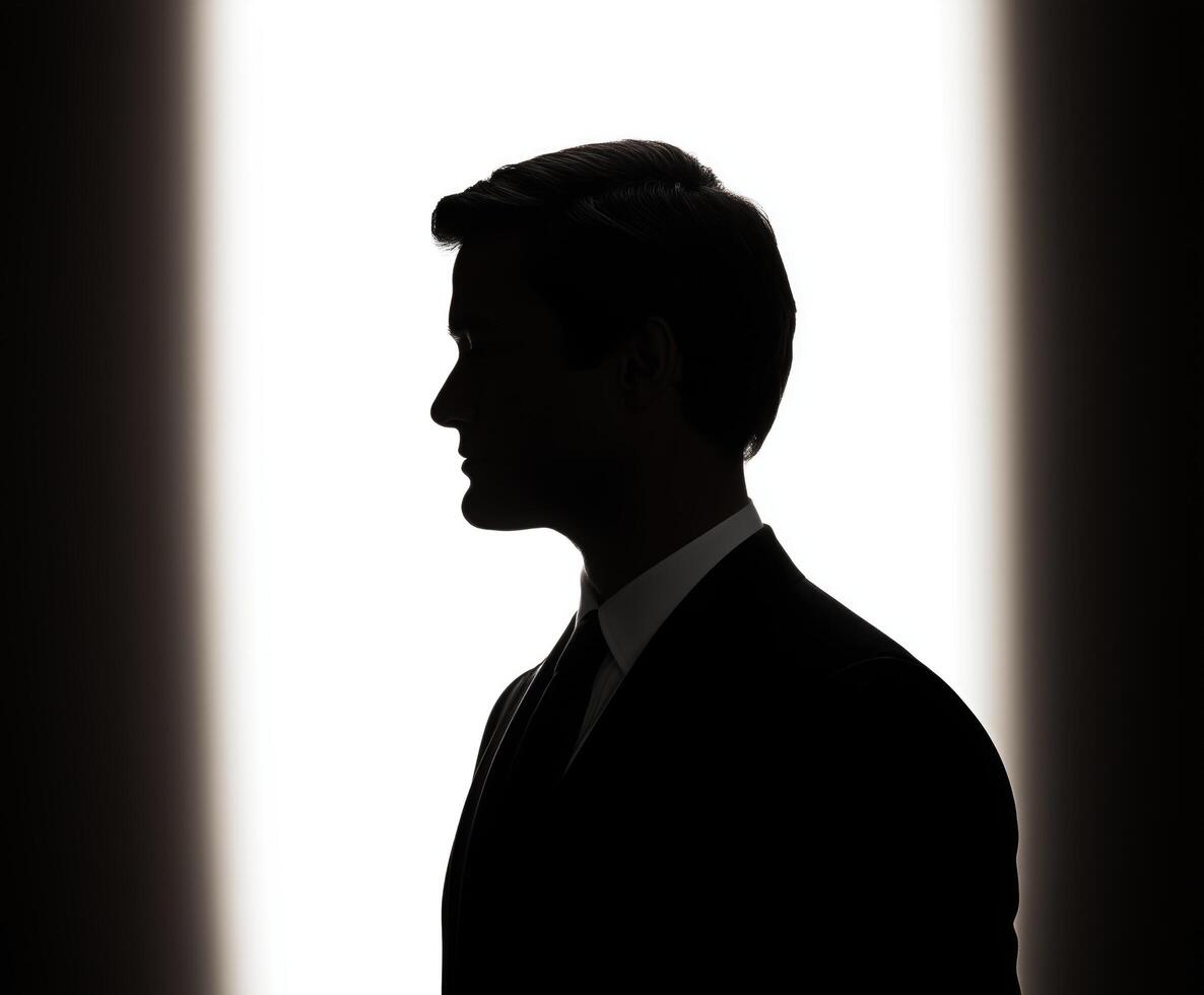 Silhouette of a man in a suit, side view photo