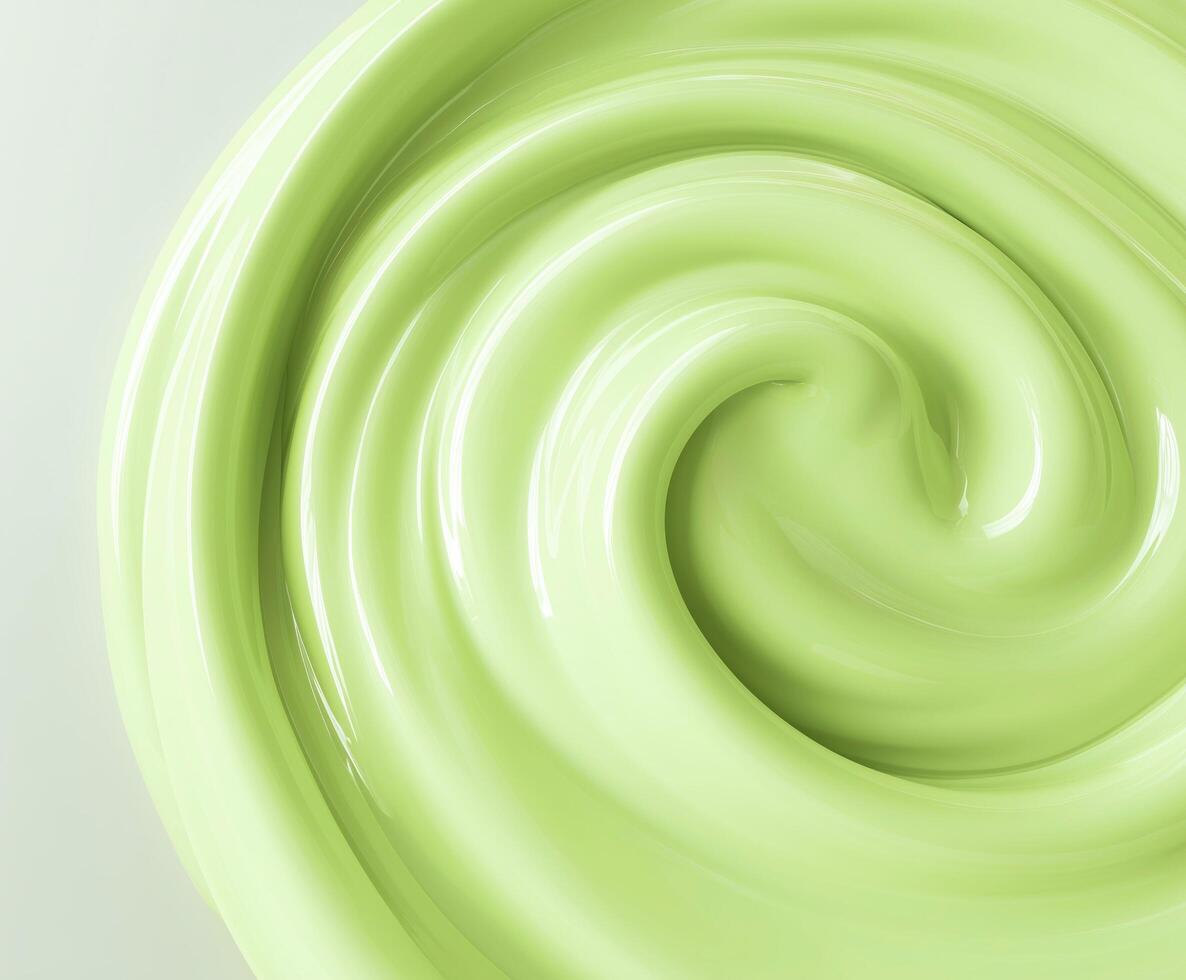 Smooth swirl of Pandan flavored Custards cream texture. photo