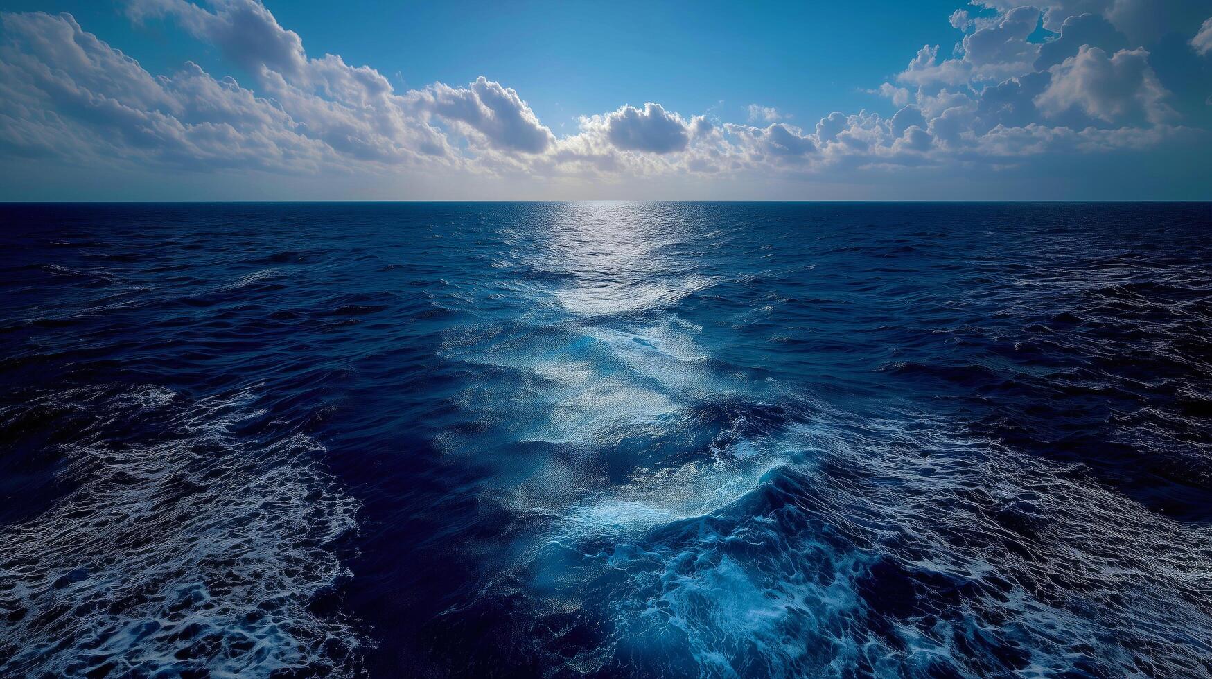 Serene ocean view under a vast blue sky. photo
