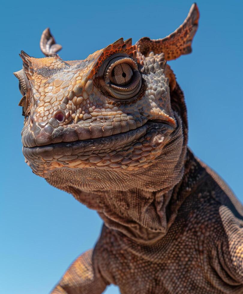 Lizard with a long tail and a long neck photo