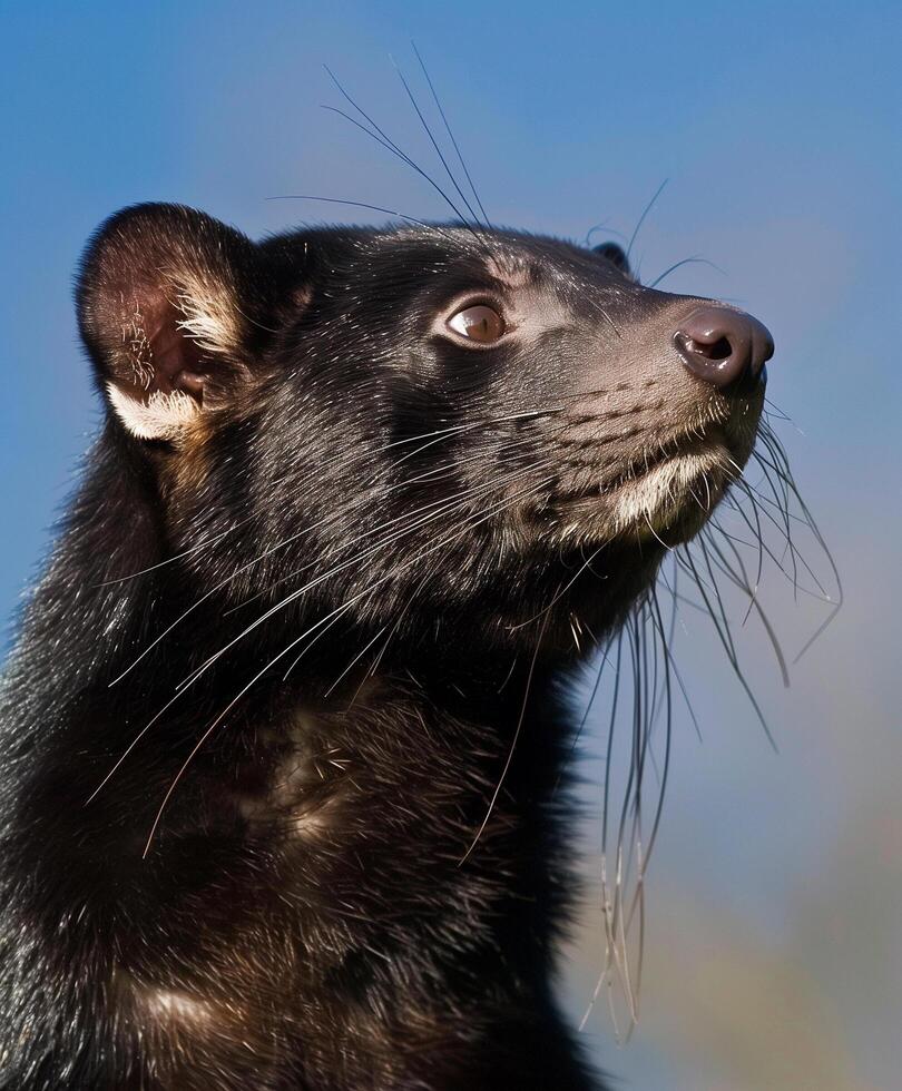 Black tasmanian devil with a long nose and whiskers photo