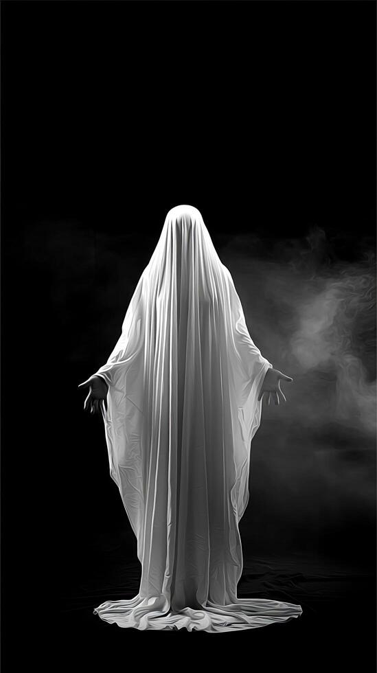 halloween ghost, ghost stands with its back photo