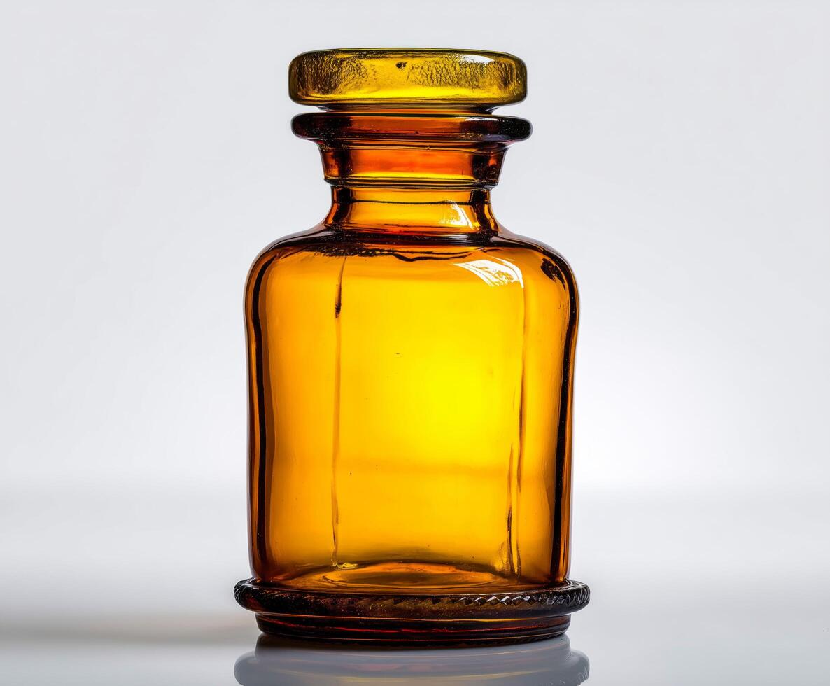 old medicine science bottle on white background photo