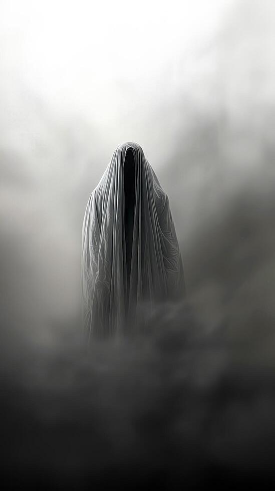 ghostly figure appear in smoke mist photo