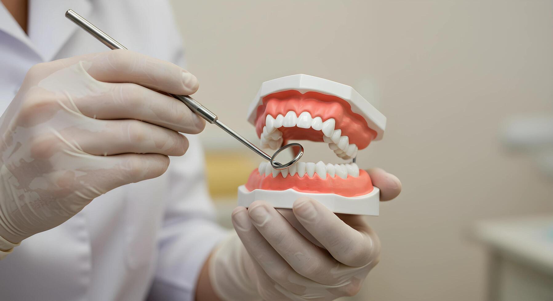 Dental Model Examined by Dentist photo