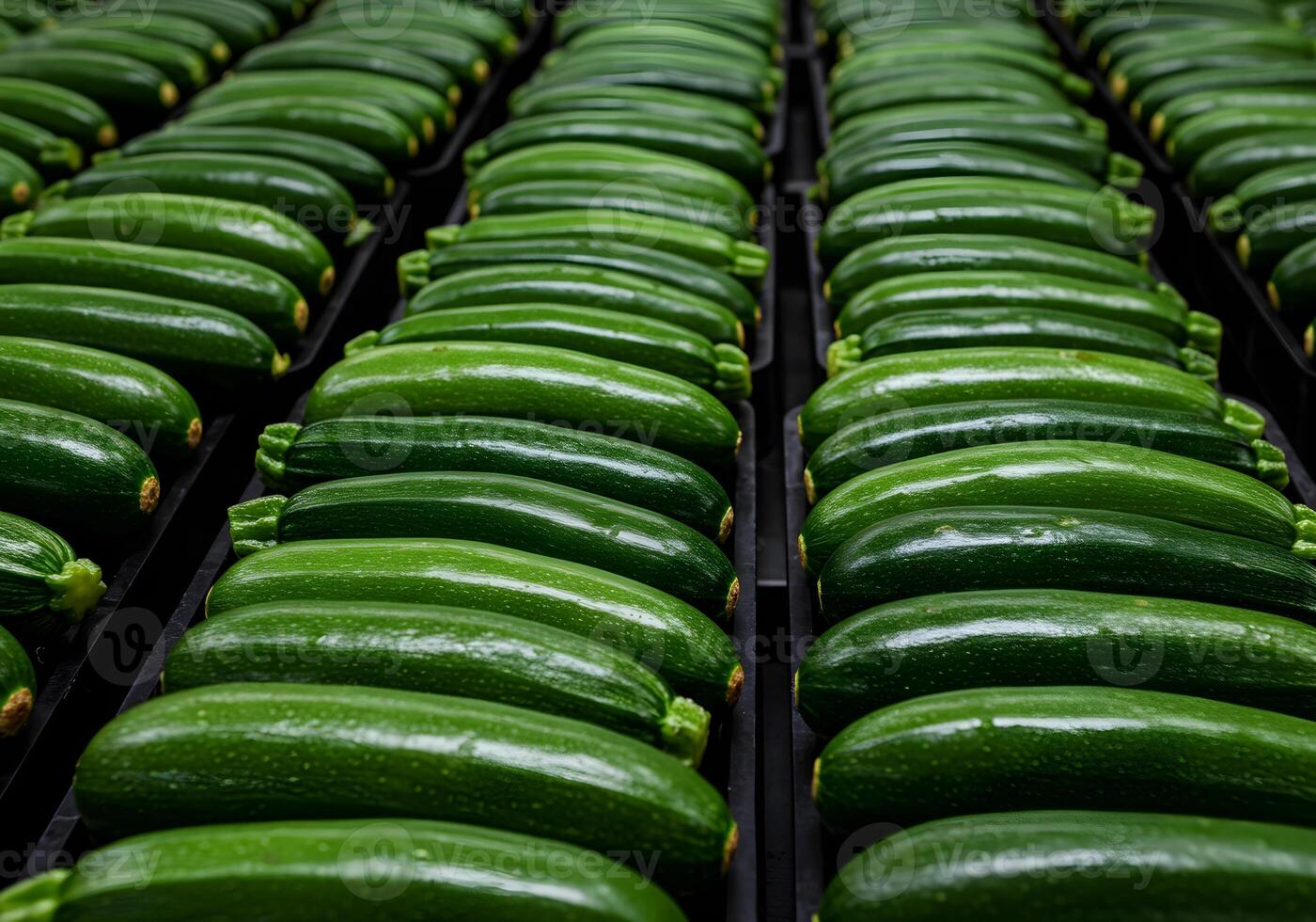 Green Zucchini Array in Rows photo