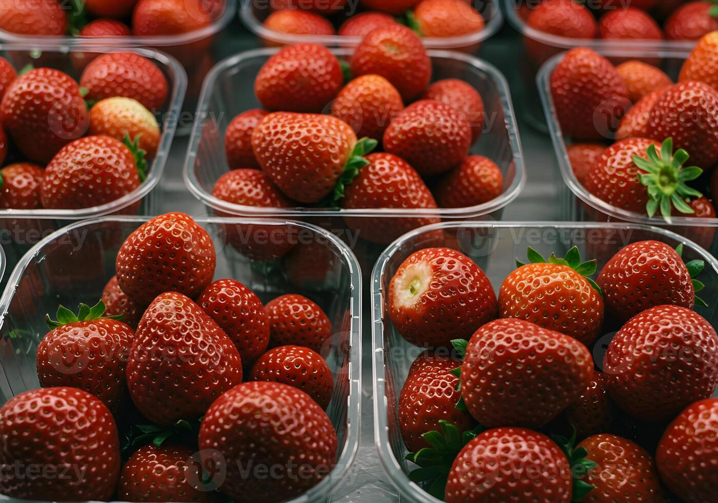 Fresh Strawberries in Plastic Packaging photo