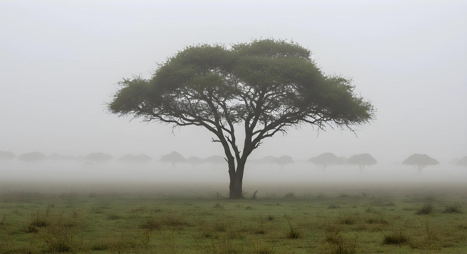 Tree in Foggy Field photo