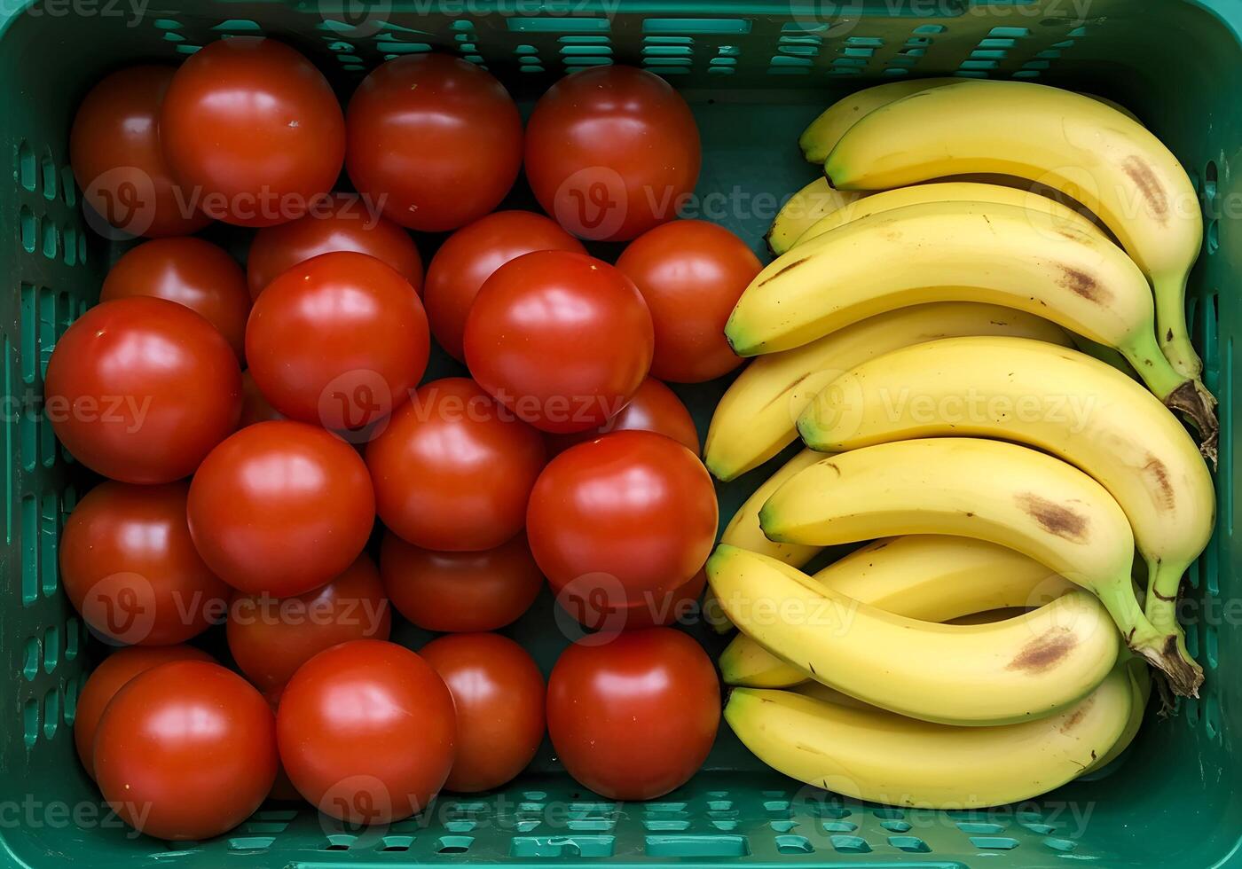 Tomato and Banana in Crate. photo