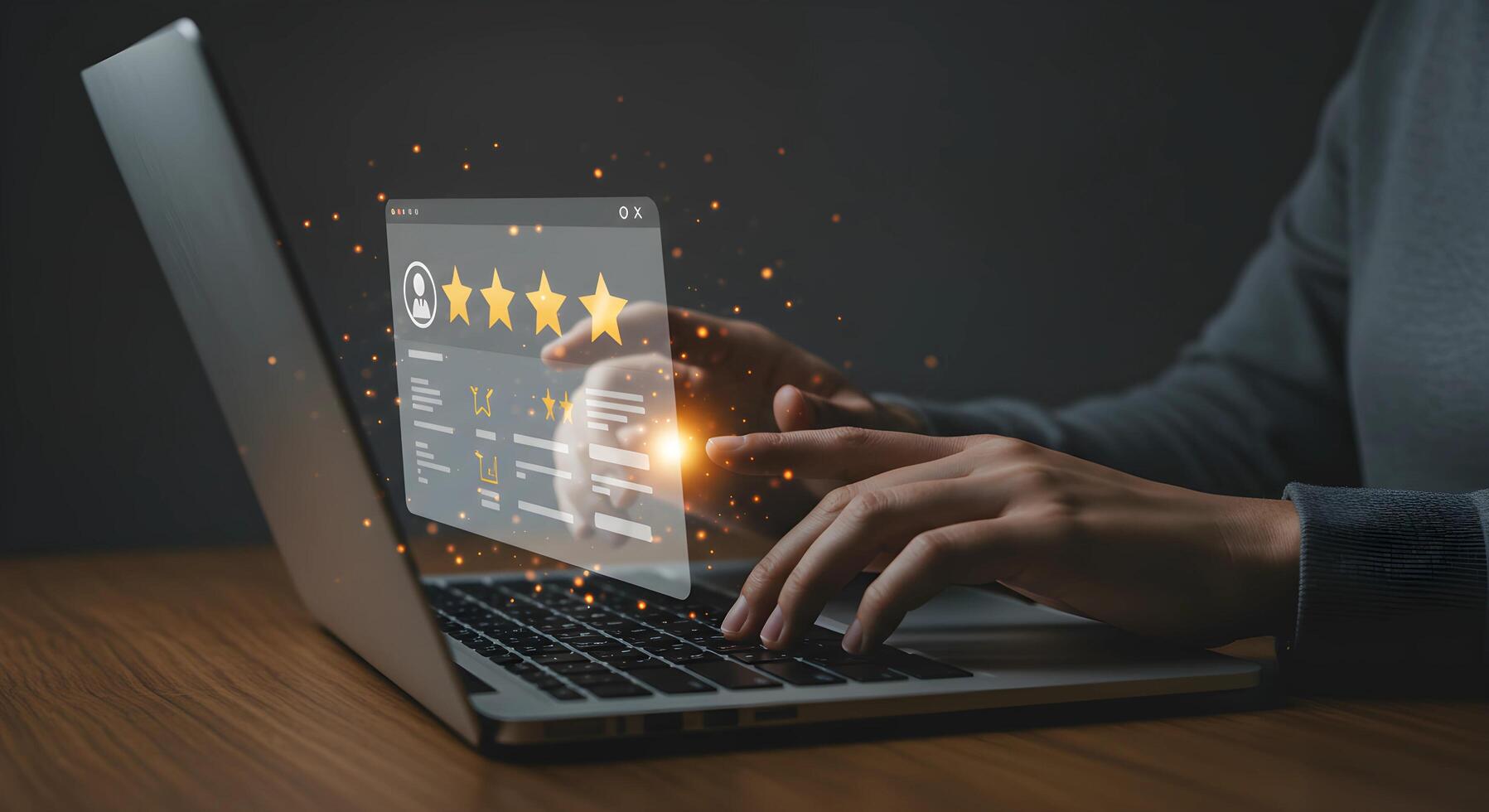 Customer Feedback on Laptop Screen with Five Stars photo