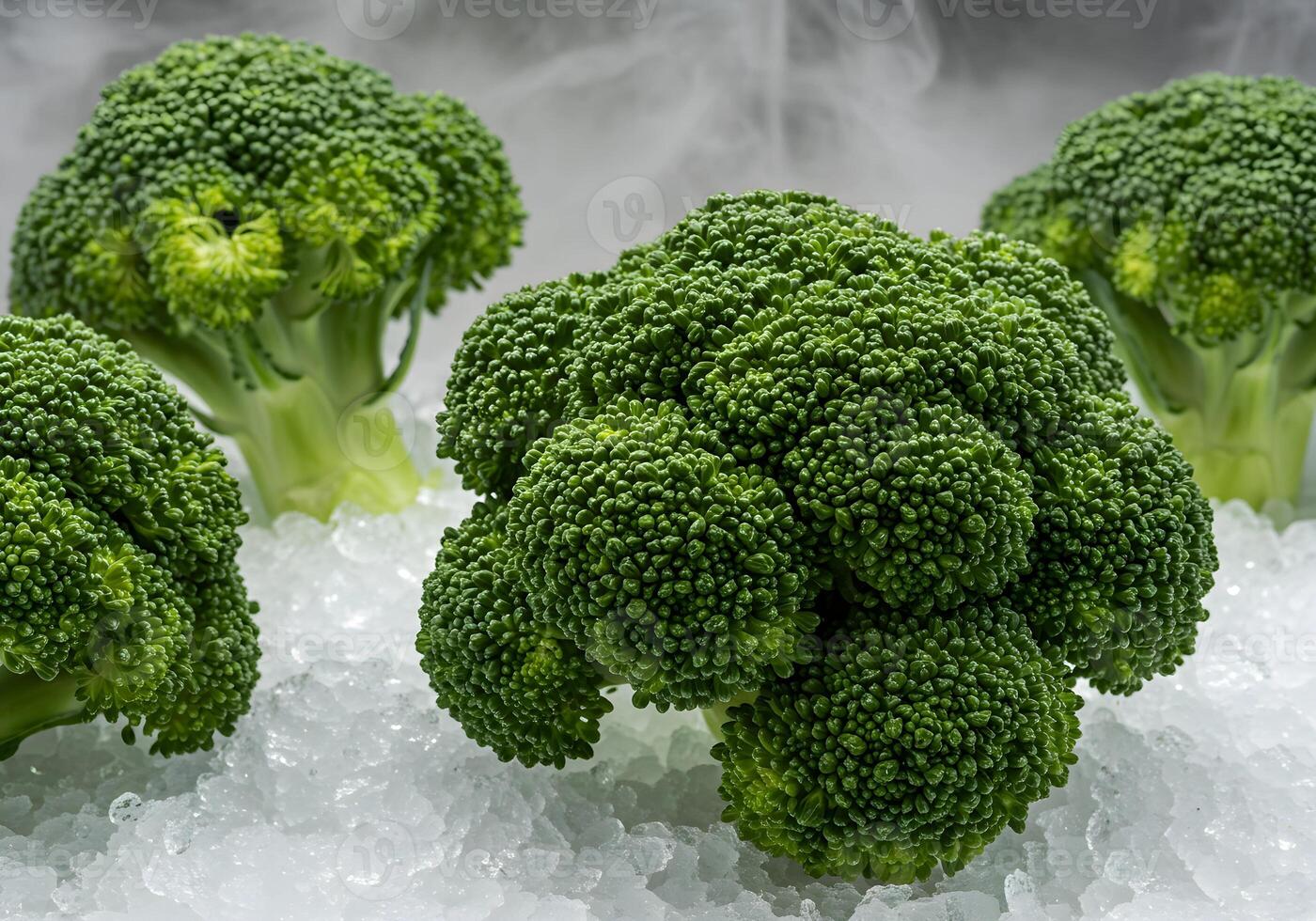 Fresh Broccoli on Ice. photo