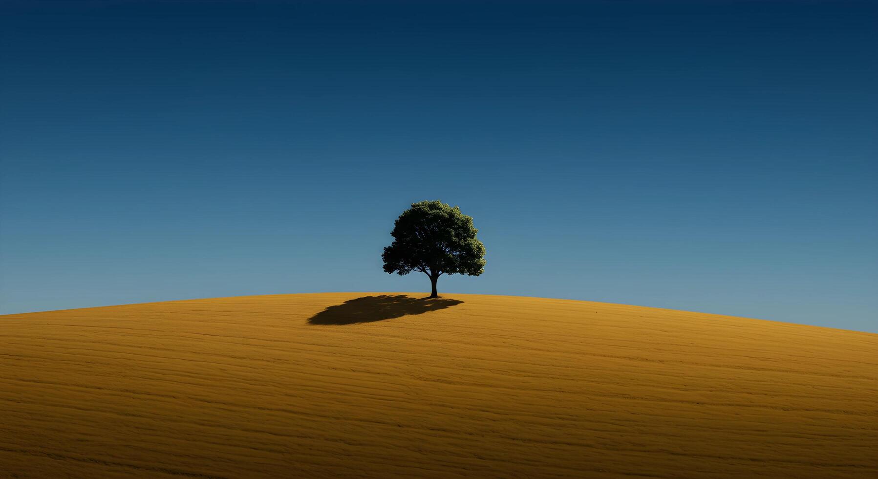 Lone Tree on Hill Under Blue Sky photo