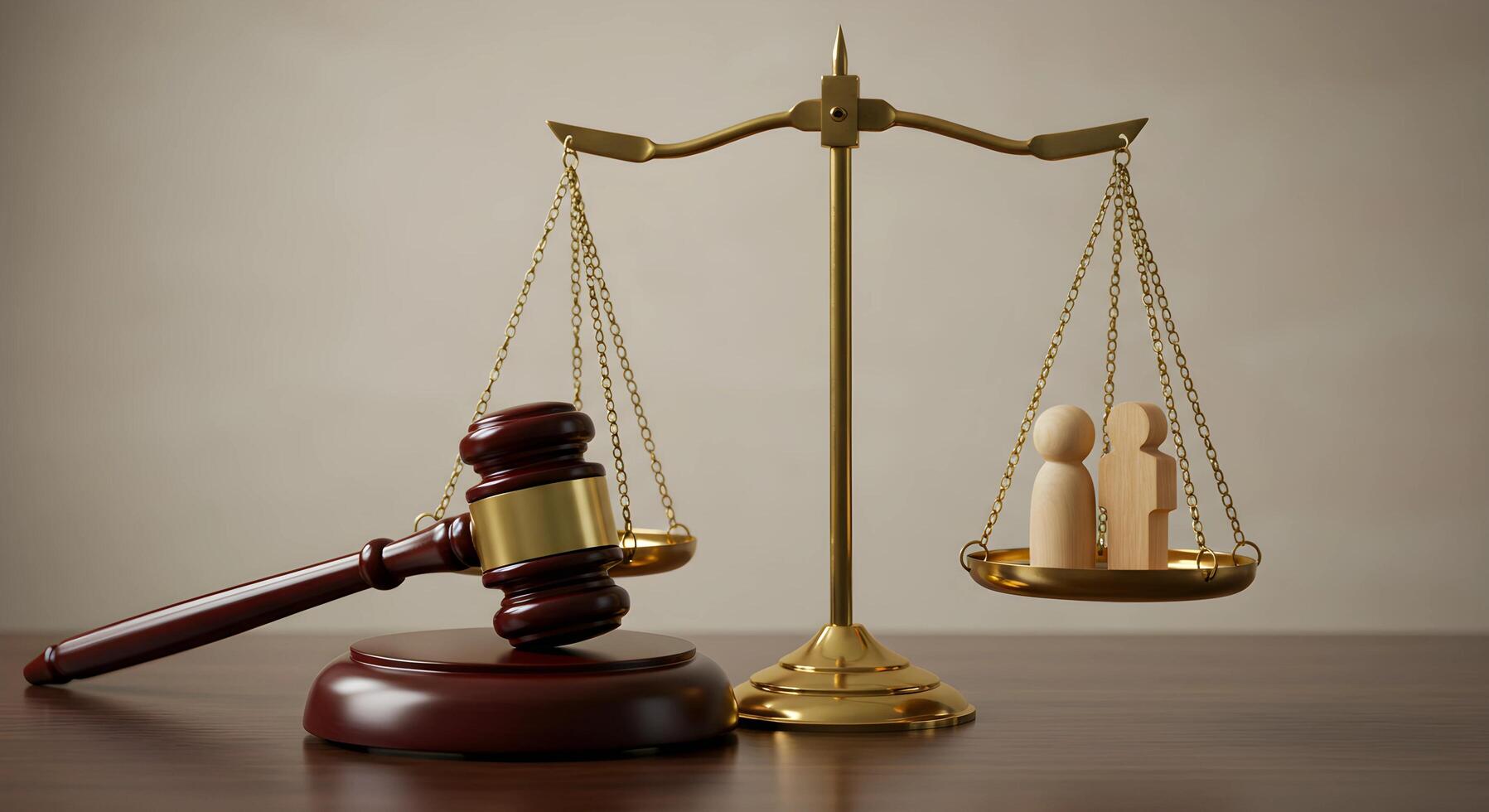 Gavel and Scale Balancing Figures photo