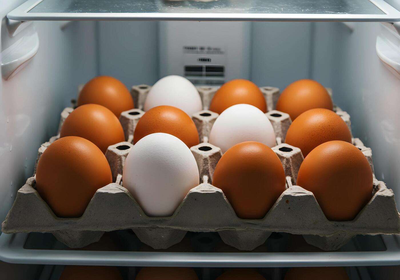 Chicken Eggs in Refrigerator photo