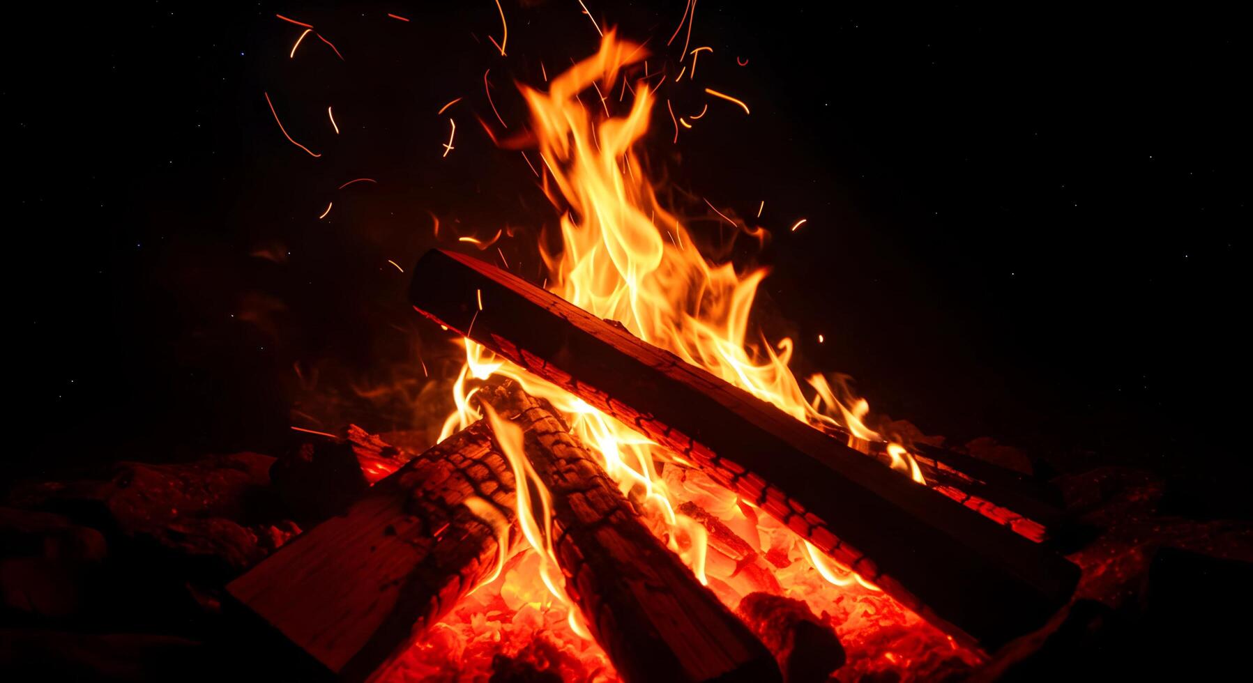 Bonfire Flames and Glowing Embers photo