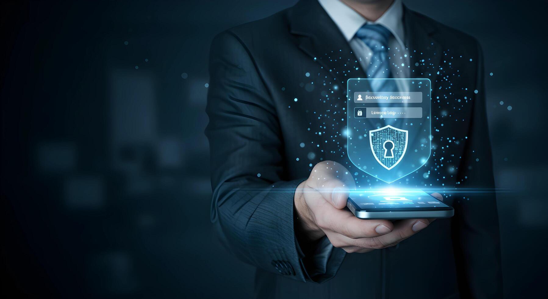 Mobile Security Authentication with Shield Icon photo
