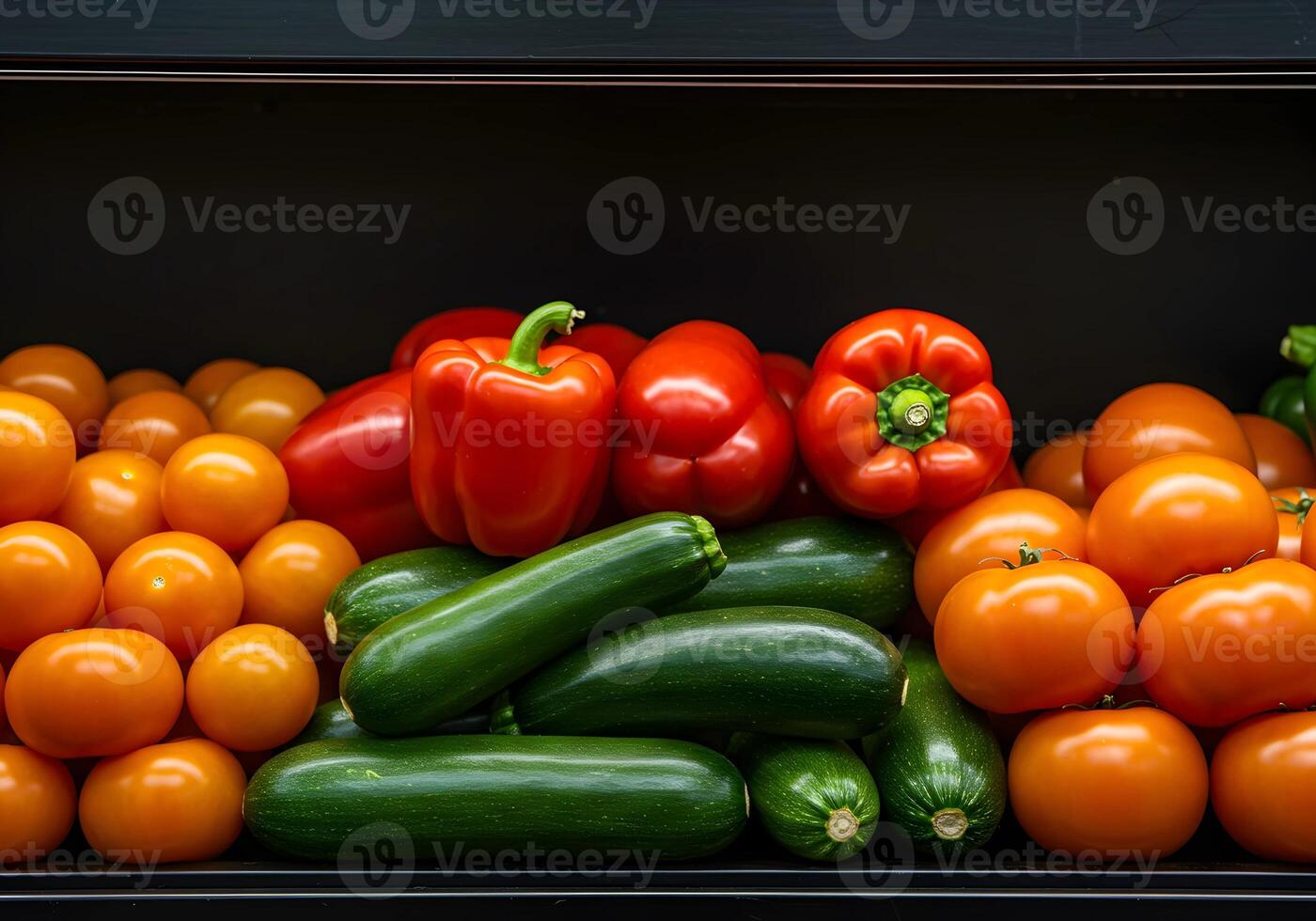 Tomato, Zucchini, and Pepper Produce at Market photo