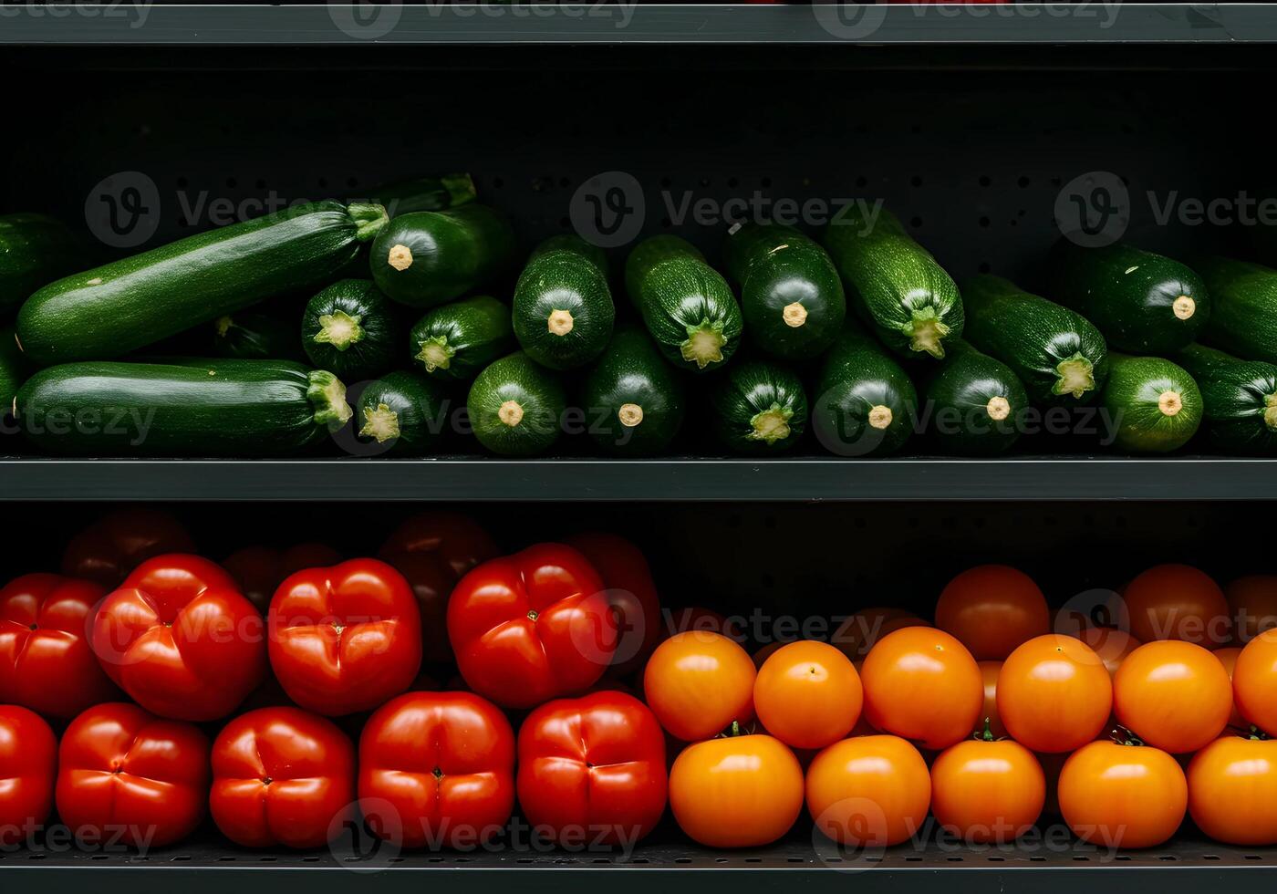 Zucchini Tomato and Vegetable on Shelf photo