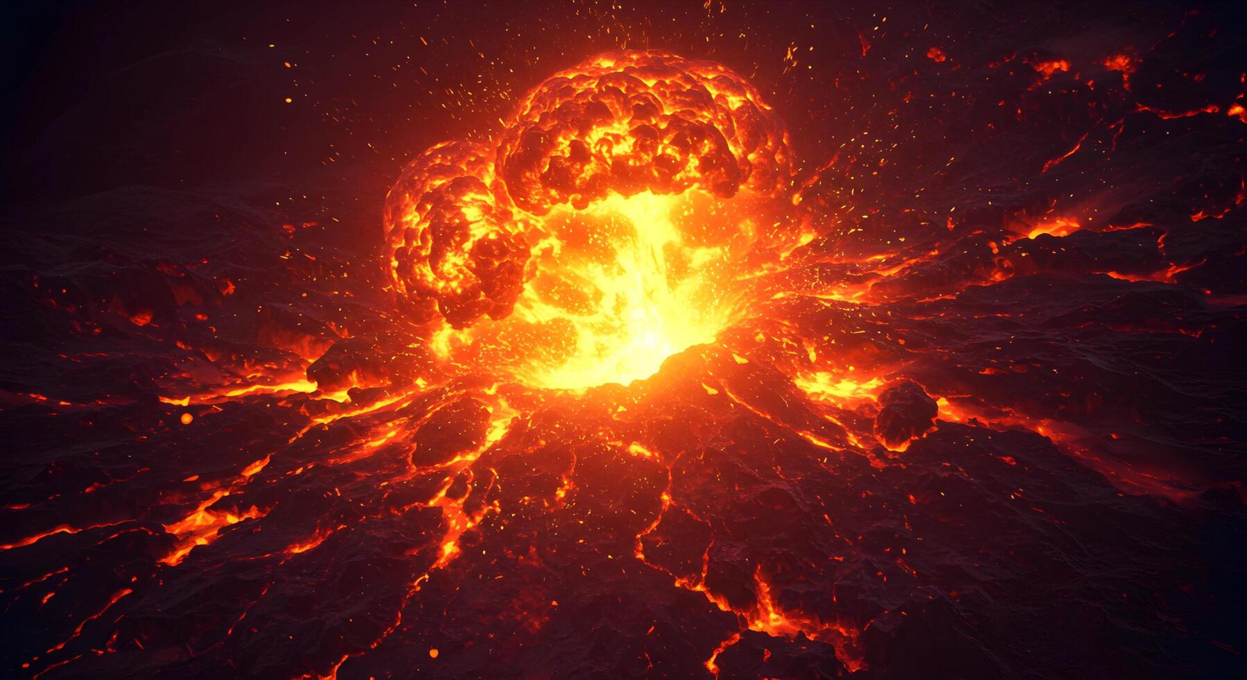 Volcano Eruption with Molten Lava and Intense Heat photo