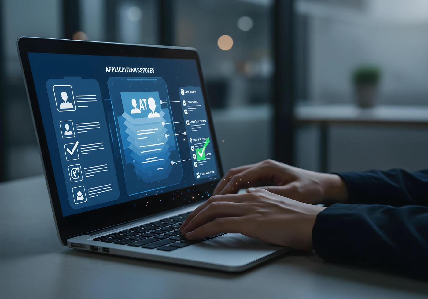 Online Application Form on Laptop Screen photo