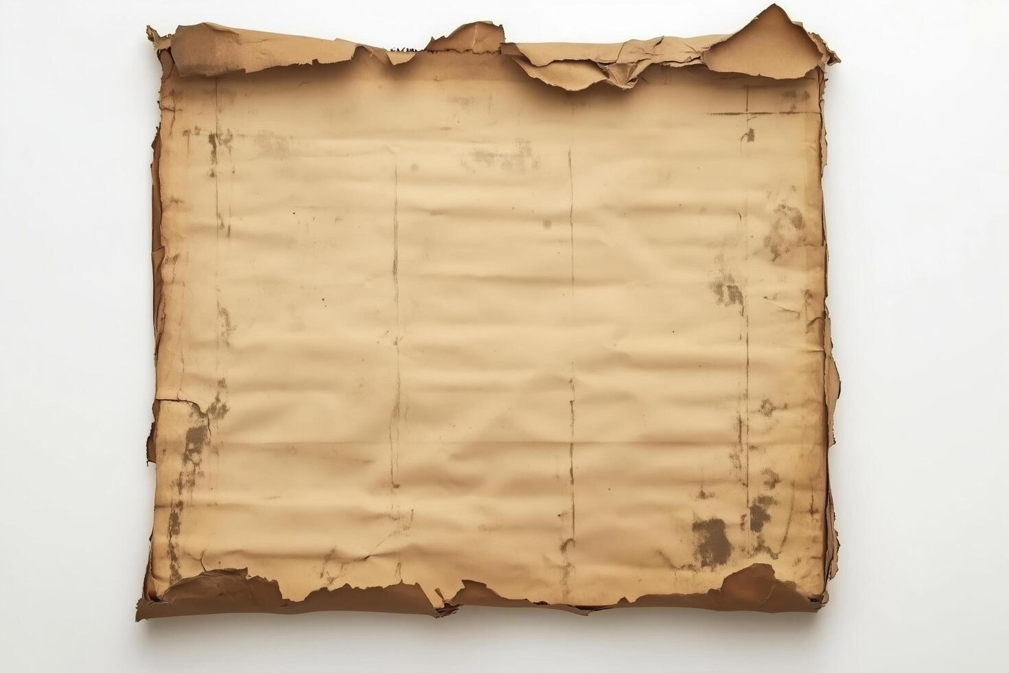 Vintage parchment scroll featuring an aged, grunge texture, perfect for history and nostalgia in designs and backgrounds. Historical document concept photo