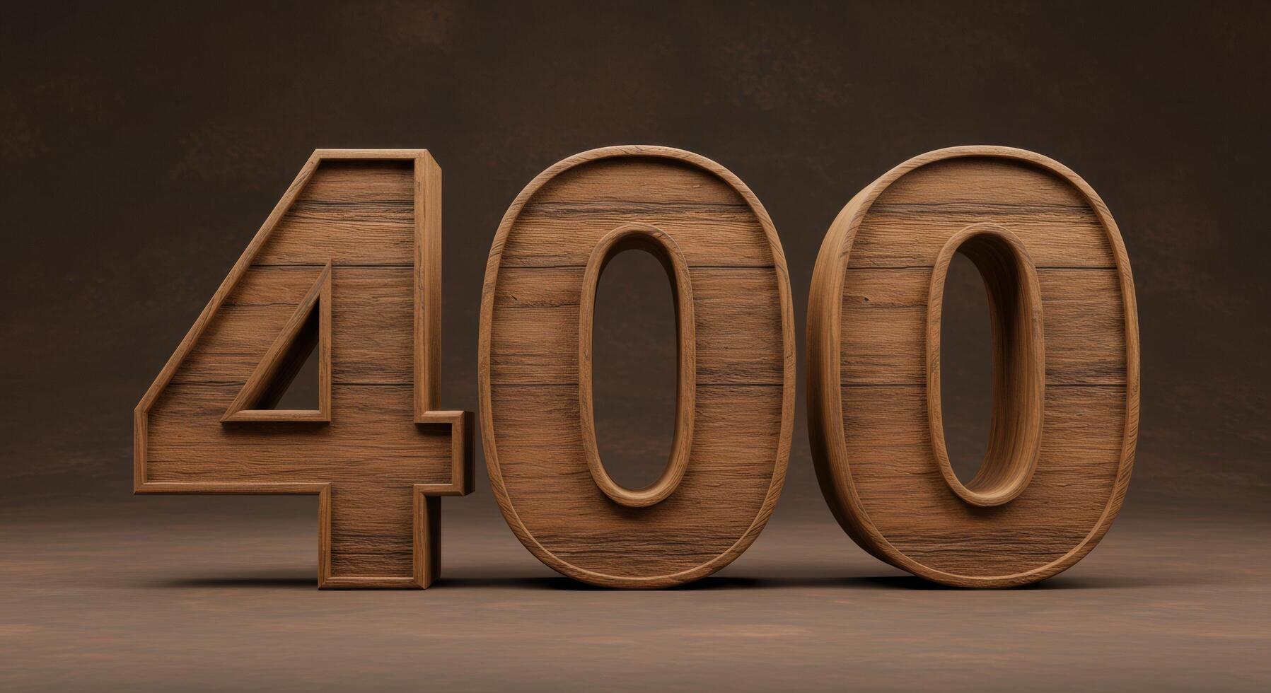 Wooden Number 400 Rustic, Three Dimensional Number Design photo