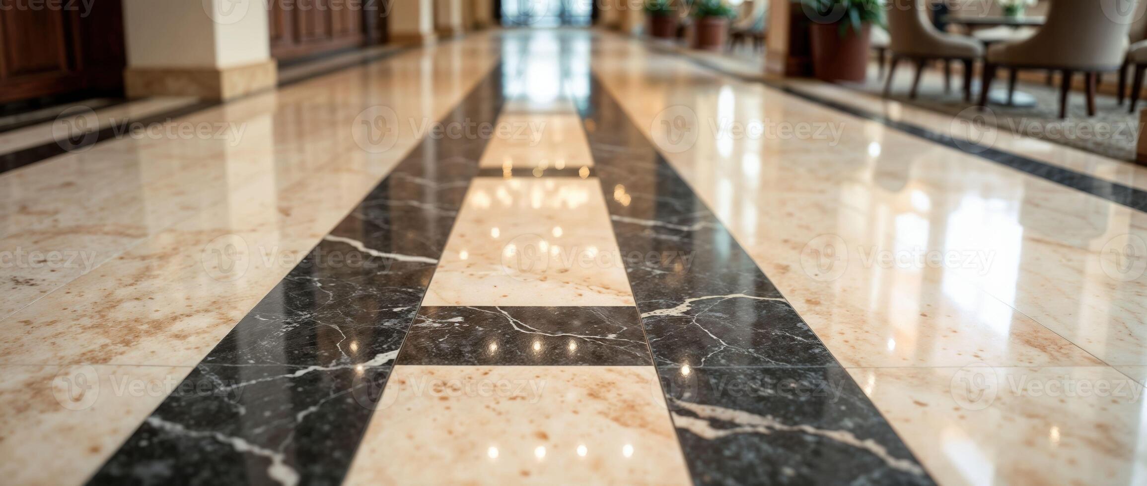 Polished marble hallway floor in modern luxury interior photo