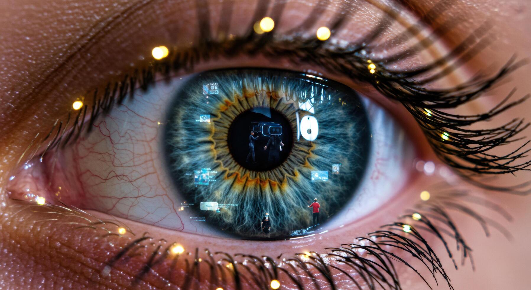 Mesmerizing Eye Digital Reflections in a Surreal Close-up photo