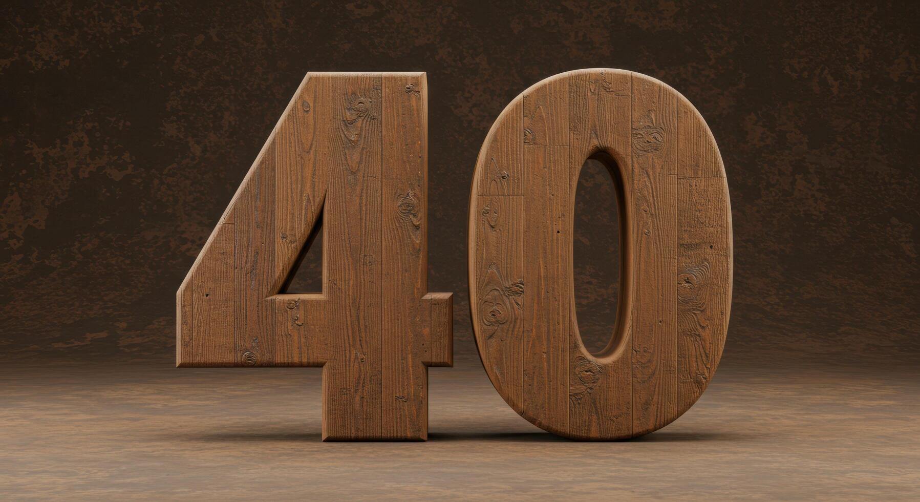 Rustic Wooden Number Forty A Dark, Textured Design photo