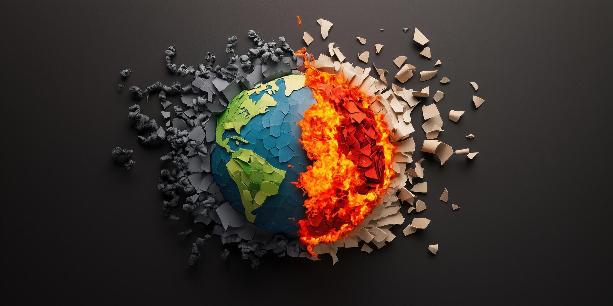 Global Warming Climate Change Earth Destruction Burning Planet Fragile Ecosystem Environmental Crisis photo