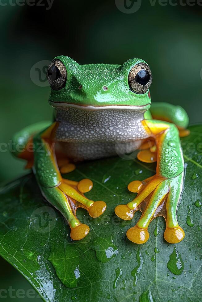 Green Frog Perched photo