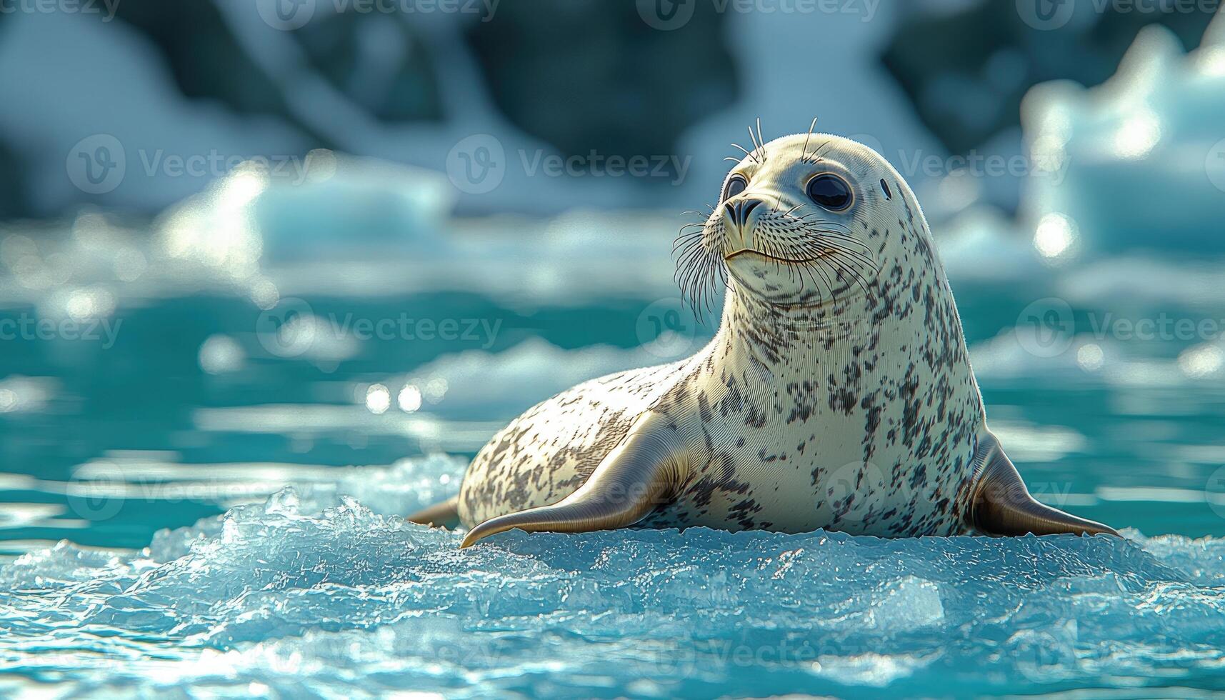 Leopard Seal Pup On Ice Floe In Arctic Waters photo