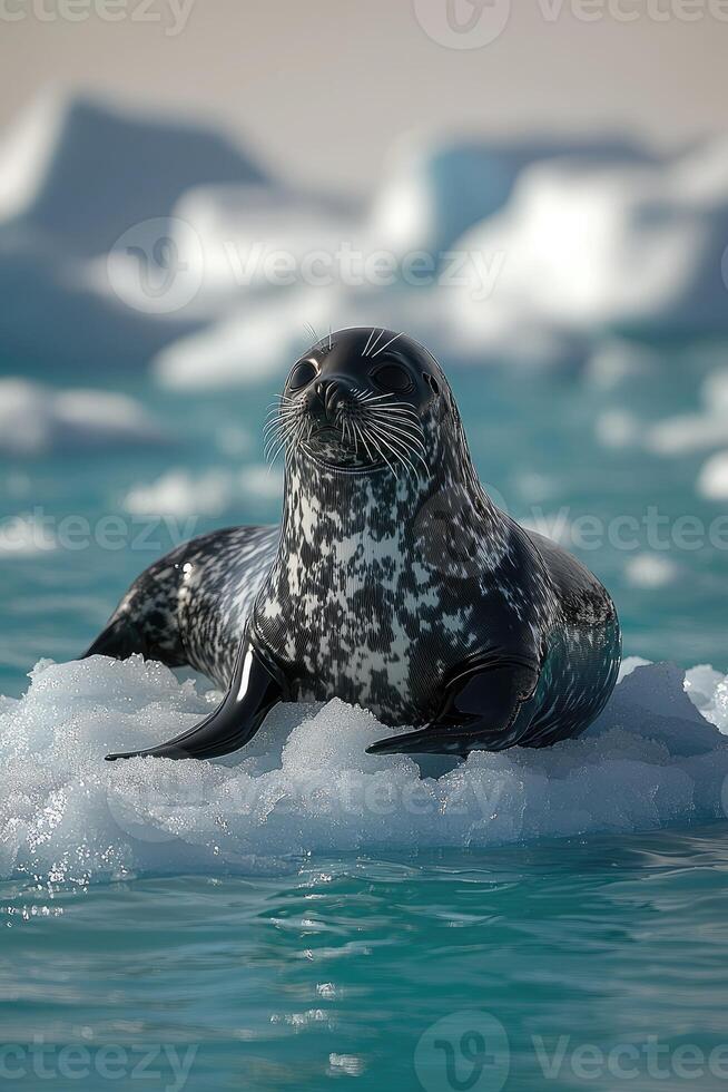 Leopard Seal Resting On Arctic photo