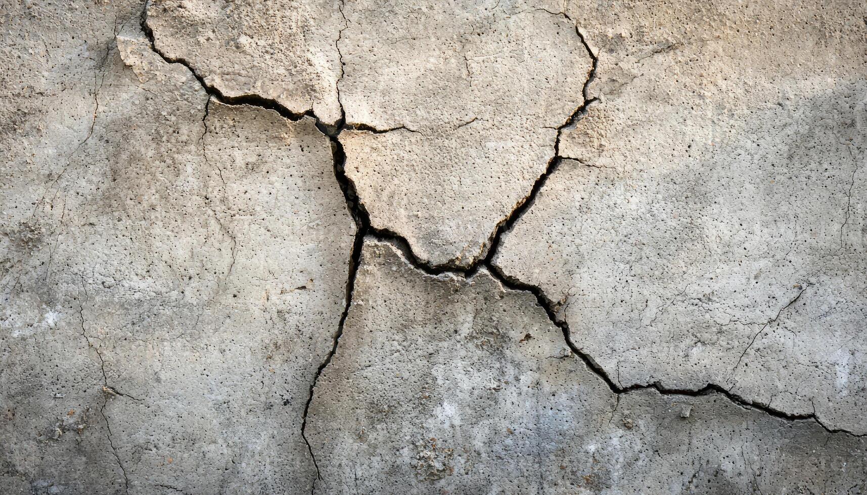 Cracked concrete wall showing significant damage photo