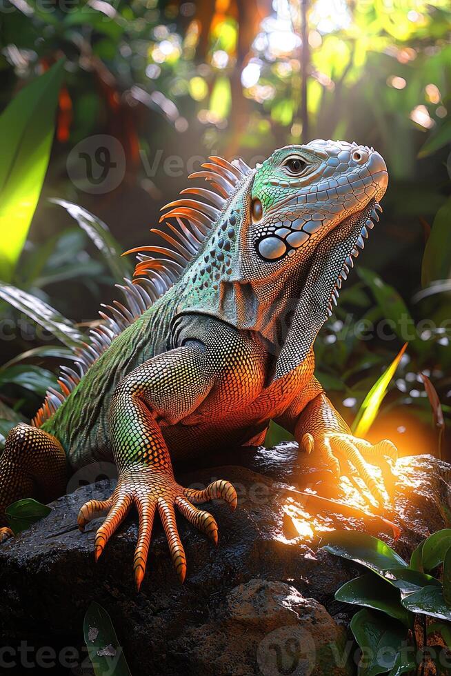 Iguana Basking In Tropical photo